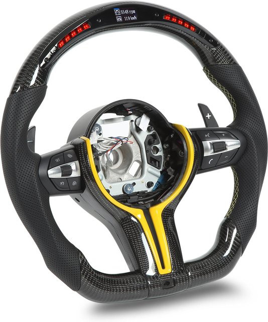 Awinner Kohlefaser LED Schaltlicht Anzeige Lenkrad Ersatz für BMW F20 F22 F30 F32 F15 F16 M Sport in Schwarz - Bild 1