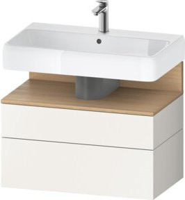 Duravit Waschtischunterschrank Qatego in Weiß Matt mit Schrank und Auszug, Wandmontage, B/T/H: 79 x 47 x 59 cm - Bild 1