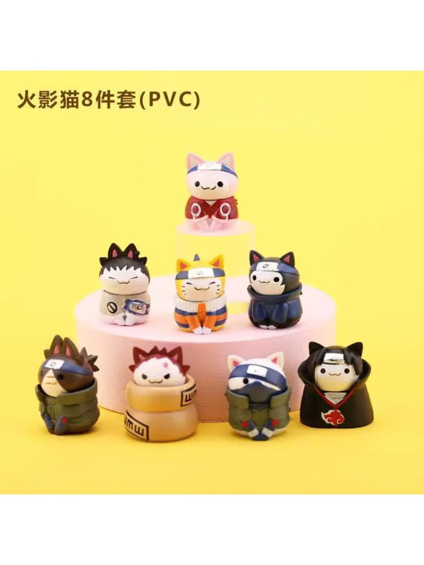 8er Set Naruto Anime Figuren aus Kunststoff und Kunstharz, mehrfarbige Katzen-Modelle von Bandai als Dekoration und Geschenk für Kinder - Bild 6