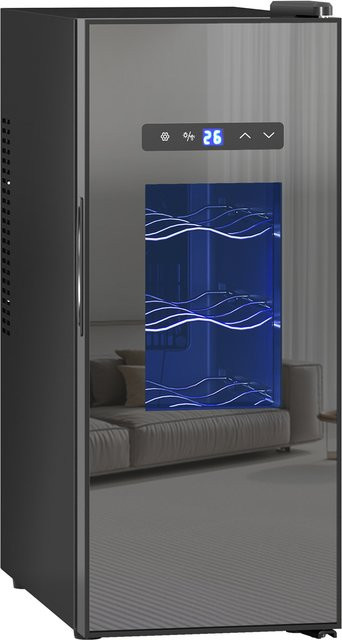 HOMCOM Weinkühlschrank Schwarz mit 30L Volumen, 12 Flaschen Kapazität, doppelt thermoelektrisch, Glastür und LED-Beleuchtung - Bild 1