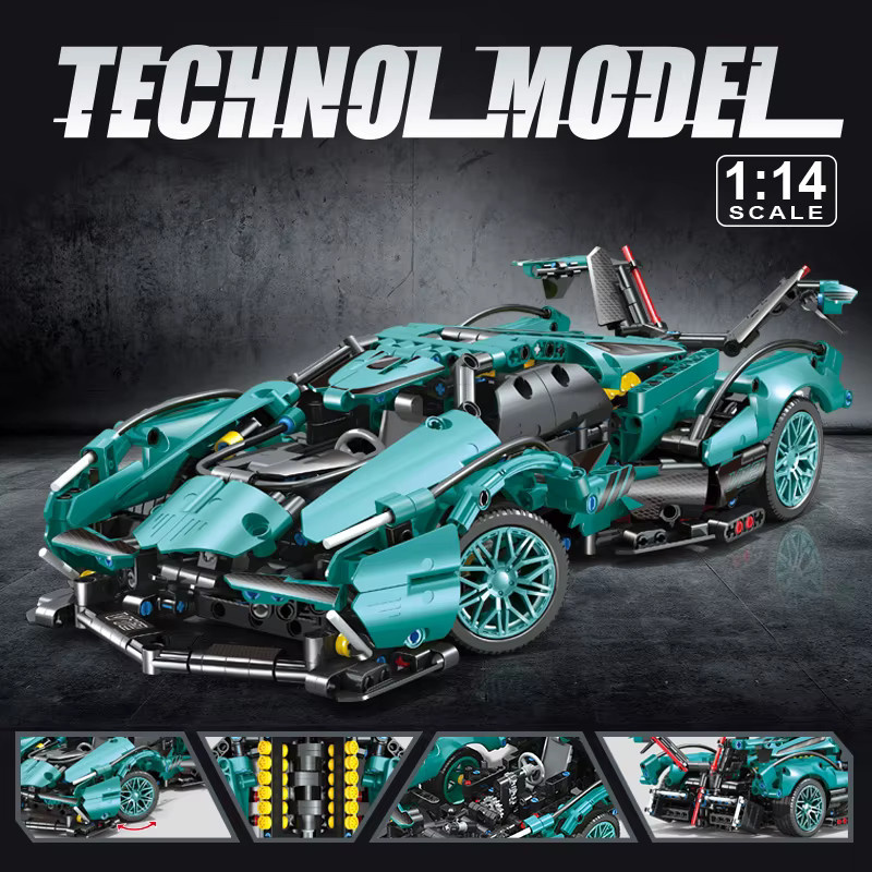 HUATEC V12 Super Auto Bausteine Motor DIY Modellbausatz aus Kunststoff in Bunt/Mehrfarbig - Bild 2