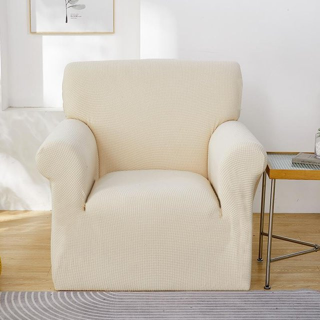 Yiran Furniture Einzelsofa-Überzug aus Polyester, grau, elastischer Vollbezug für alle vier Jahreszeiten, Breite: 145 cm bis 185 cm - Bild 1