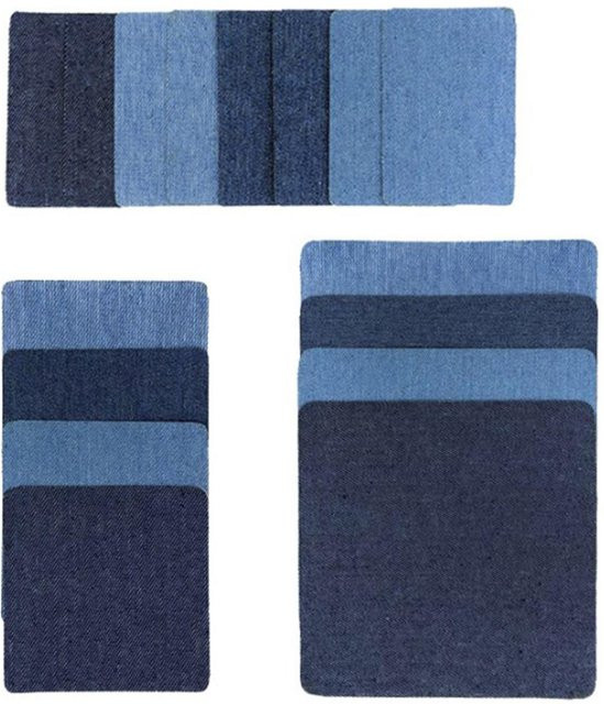 TOMTOP JMS Denim-Flicken Set, 16 Stück Zuschnittbare Reparaturflicken für Kleidung und Hosen, Grau und Blau, Verschleißfest und zum Aufbügeln - Bild 1