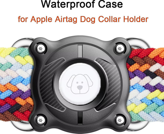 Wasserdichte AirTag Hundehalsbandhalter Schutzhülle für Apple AirTags in Schwarz, Gold oder Pink - Bild 1