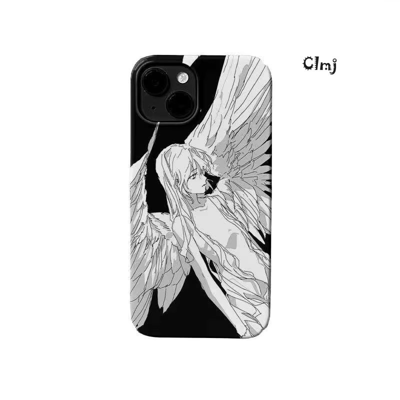 Clmj Engel Handyhülle mit glänzendem Design für iPhone 11 bis iPhone 16 Pro Max, Multicolor, Hard PC-Abdeckung - Bild 4