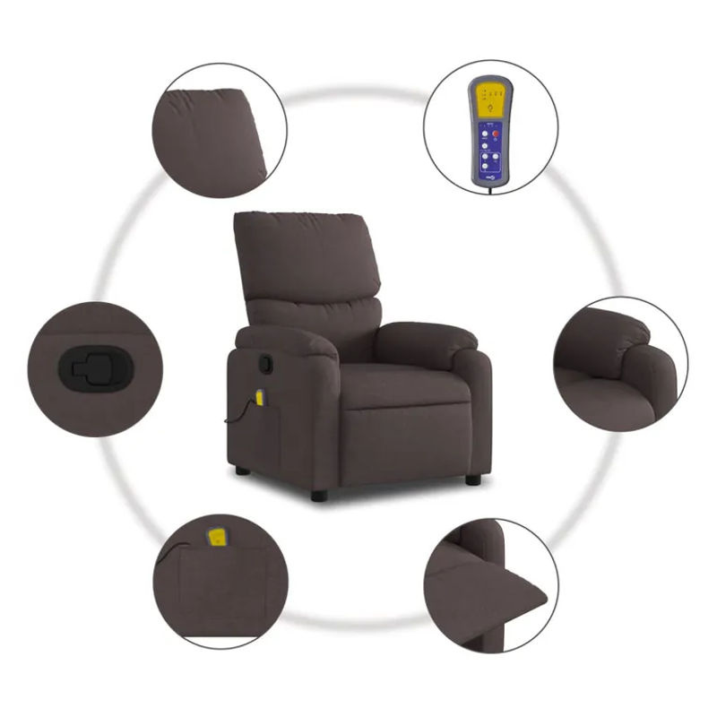 Vidaxl Klappbarer Massagesessel als Relaxsessel mit Stoffbezug in Braun - Bild 2