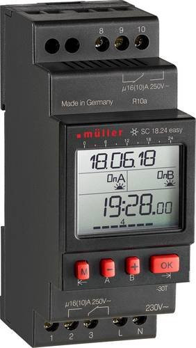 Müller SC 18.24 easy digitale Hutschienen-Zeitschaltuhr 230V/AC 4000W in Schwarz - Bild 1