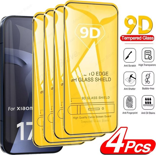 4 Stück HD-Schutzglas für Xiaomi 17T 14T 13T 12T 11T Pro, transparente Displayschutzfolie aus gehärtetem Glas mit vollständiger Abdeckung - Bild 1