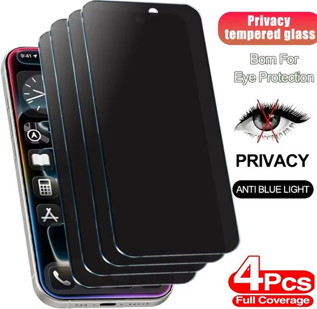 4 Stück Privatsphären-Displayschutzfolien für iPhone als Anti-Spy Panzerglas - Bild 1