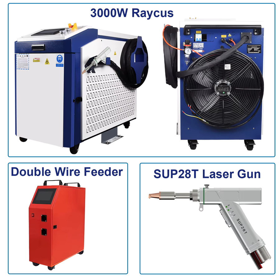 Raycus 4 in 1 Handheld Laser Schweißmaschine SUP28T mit 3000 W und Doppel Draht Feeder zum Schweißen, Schneiden, Reinigen und Löten für Metall - Bild 4