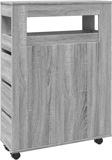 vidaXL Badschrank schmal mit Rollen in Grau Sonoma Holzwerkstoff B: 23 cm, T: 35 cm, H: 90 cm - Bild 1