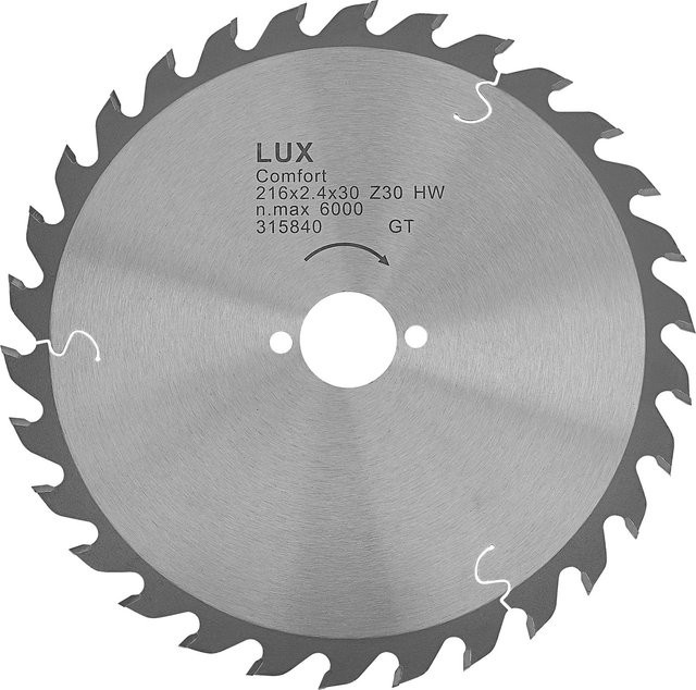 LUX-TOOLS HM-Kappsägeblatt für Holz, Ø 216 mm, 30 Zähne, Carbide Tipped, Silber - Bild 1