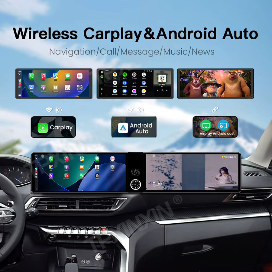 TPXINXIN Qualcomm Dual Screen Android Autoradio mit GPS und CarPlay für Peugeot 4008 5008 (2016 bis 2022), Schwarz - Bild 4