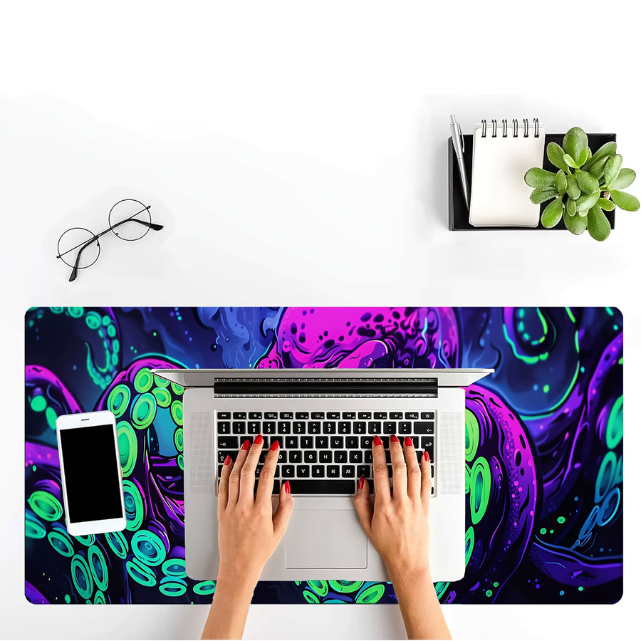 Mairuige Extragroßes Gaming-Mauspad mit hochauflösendem Octopus Cthulhu-Monster Design in Multicolour und genähten Kanten - Bild 5