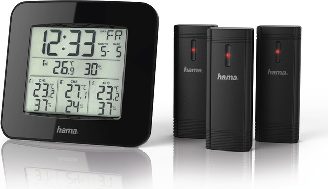 Hama EWS-Trio Funk-Wetterstation mit drei Sensoren in Schwarz - Bild 1