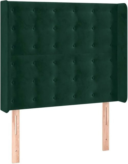 vidaXL Kopfteil mit Ohren in Dunkelgrün aus Samt, B/T/H: 103 x 16 x 118/128 cm - Bild 1