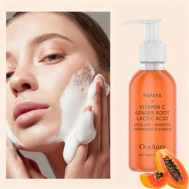 OceAura Papaya Face Wash Reiniger, für normale Haut, Unisex - Bild 1