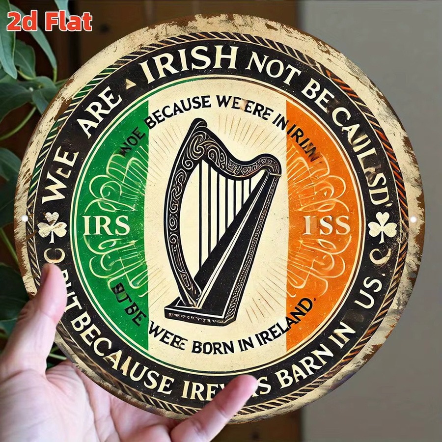 CIFBUY Irish Harp Metallschild Vintage Keltische Wanddekoration aus Blech, Rund, Mehrfarbig, Durchmesser: 20 cm - Bild 4