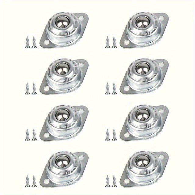 8-teiliges WTEMPO Kugellager-Rollenset aus Stahl in Silber, inklusive 8 Rollen und 16 Präzisionsschrauben, Modell CY-12A - Bild 1