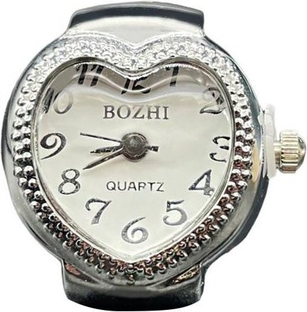 SILVERHOO Ring Uhr, Edelstahl, Weiß, Kristall, Unisex - Bild 1