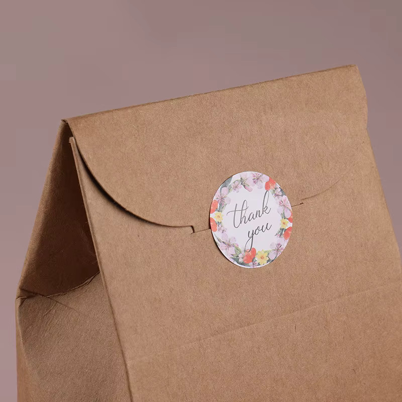 500 Stück Dankeschön-Aufkleber von BulingBulingStickers Store, runde Etiketten mit floralem Design in Mehrfarbig, ideal als Verschluss und Dekoration für Umschläge - Bild 2