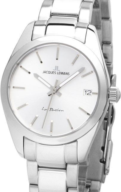 Jacques Lemans Damenuhr, Quarz, Edelstahl, Silber, 34 mm, 10 ATM - Bild 1