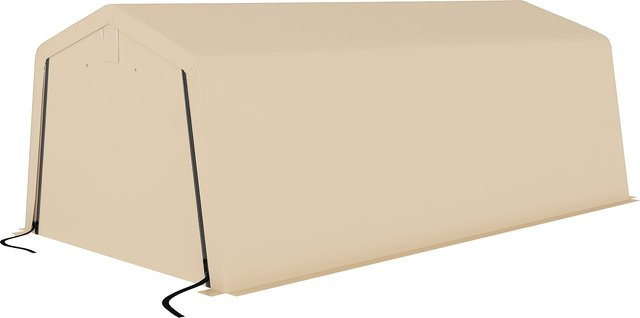 Outsunny Carport Garage Zelt von Aosom in Khaki, B/T/H: 3,3 x 6,2 x 2,4 m, aus feuerverzinktem Stahl und wasserdichtem HDPE mit 1 Tür und 2 Belüftungen - Bild 1