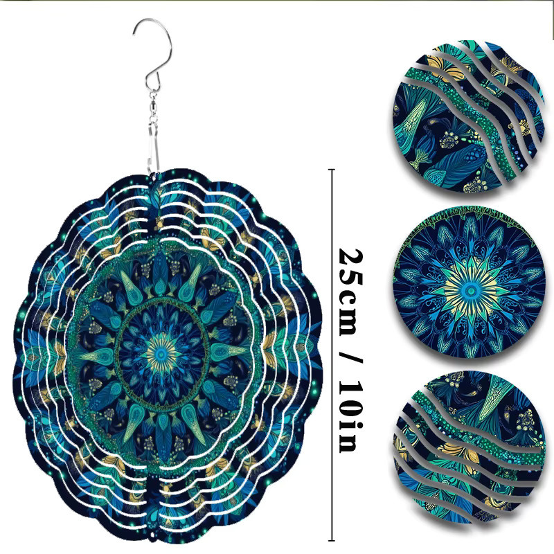 CIFBUY Hängender Windspinner Outdoor-Windskulptur aus Metall, 360 Grad drehbar, Mehrfarbig, Durchmesser: 25,4 cm - Bild 3