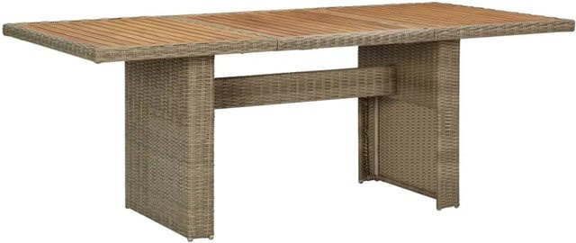 vidaXL Garten-Esstisch aus Poly-Rattan und Akazien-Massivholz in Braun, B/T/H: 200 x 100 x 74 cm - Bild 1