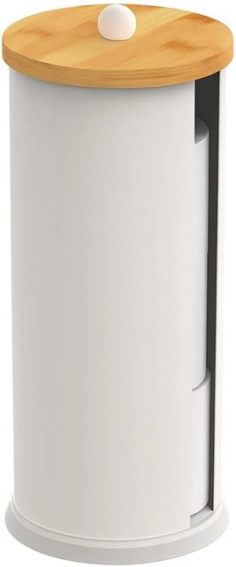 Relaxdays Toilettenpapierbehälter aus Metall in Weiß mit Deckel für 3 Rollen, Höhe: 49 cm, Breite: 14,5 cm - Bild 1