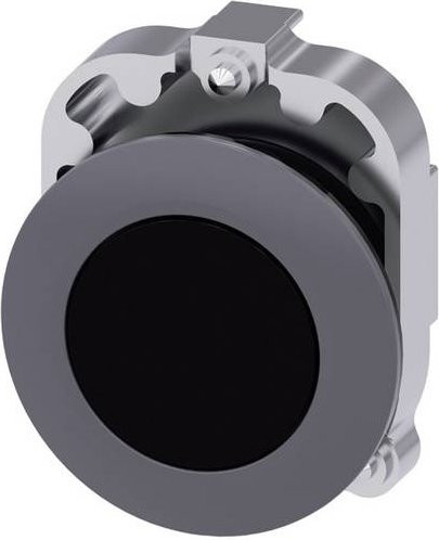 Siemens Drucktaster 3SU1060-0JB10-0AA0 mit flachem Betätiger und Frontring aus Metall in Schwarz - Bild 1