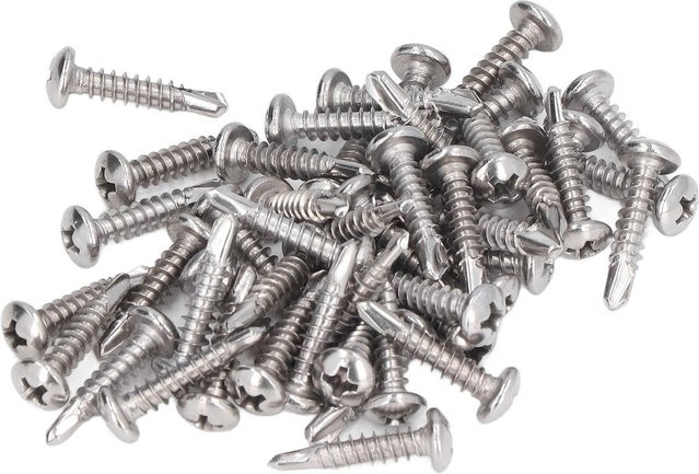 100 Stück Selbstbohrende Schrauben aus Edelstahl mit Rundkopf in Silber, M4.2 x 19 mm Befestigungselement Set - Bild 1