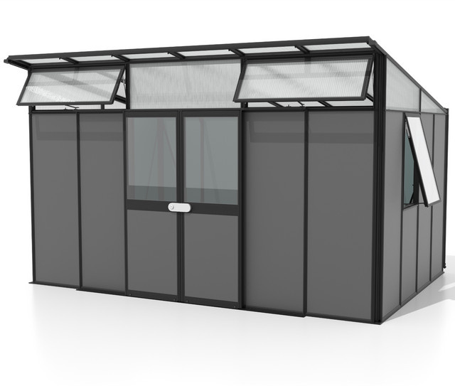 Vitavia Gerätehaus Kosmos mit Pultdach in Schwarz/Anthrazit, 11,5 m² aus Alu-Sandwichpaneelen - Bild 1