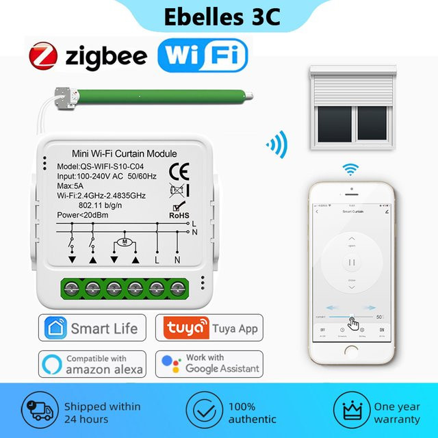 Tuya Smart WiFi Zigbee Vorhangmodul für Jalousien und Rollläden in Weiß, kompatibel mit Alexa und Google Home - Bild 1