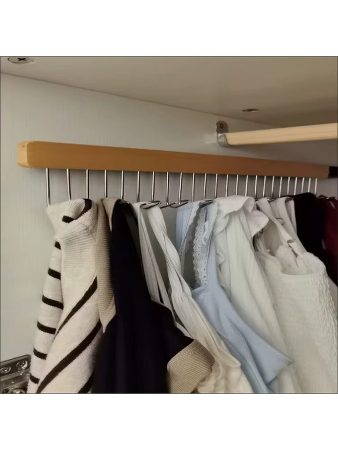 HUILV Kleiderschrank-Organizer aus Metall in Silber mit Haken und Rutschen zum Ausziehen - Bild 4