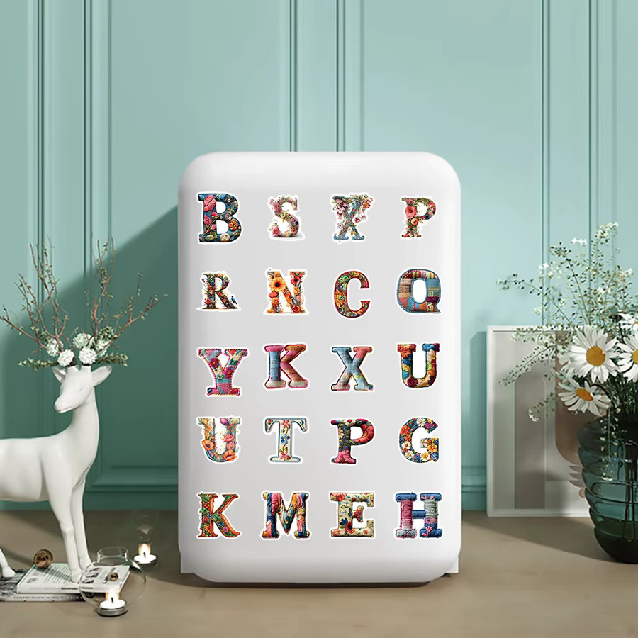 Vintage Alphabet Doodle Aufkleber Set in Multicolour für DIY und Schreibwaren, 52 Stück - Bild 5