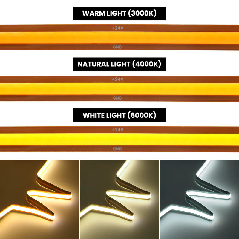 HEGEHE COB-LED-Streifen warmweiß, 24 V, superhell, 720 LEDs/m, selbstklebend und frei schneidbar, 8 mm PCB, lineare Beleuchtung, Farbe: Weiß - Bild 4