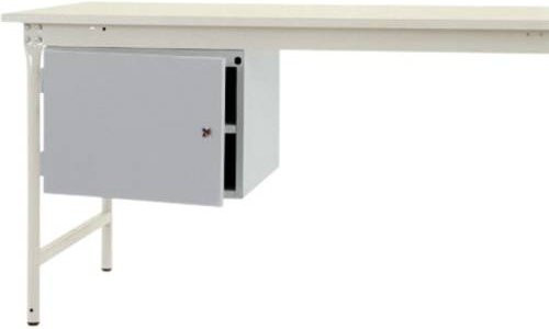 Manuflex ZB4704.9006 Gehäuse-Unterbau stationär in Silber und Weiß mit 1 Tür und Einlegeboden für Tischtiefe 800 mm, Nutzhöhe: 300 mm - Bild 1