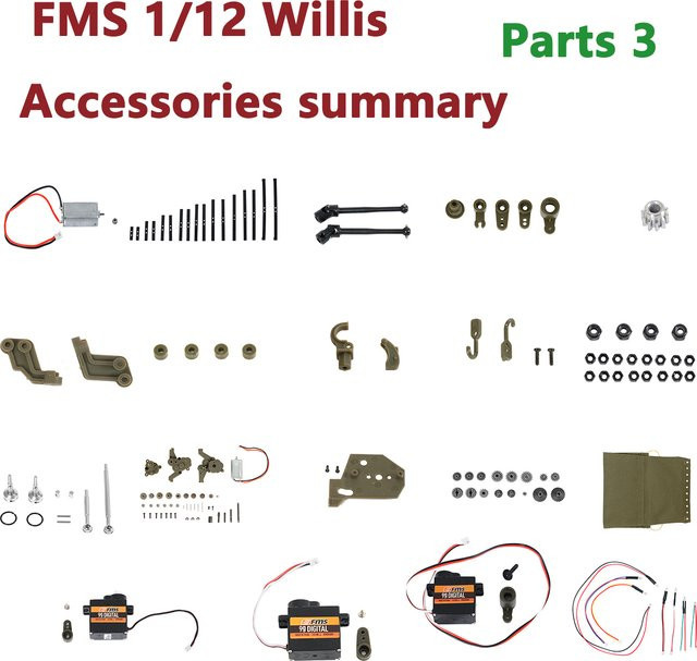 FMS Willis RC Auto Ersatzgetriebe Lenkgetriebe, 1:12, Zubehör, Metall - Bild 1