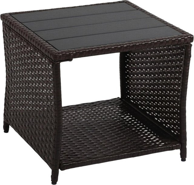 Wetterfester Relaxdays Balkontisch aus Polyrattan und WPC in Braun, B/T/H: 40 x 45 x 45 cm - Bild 1