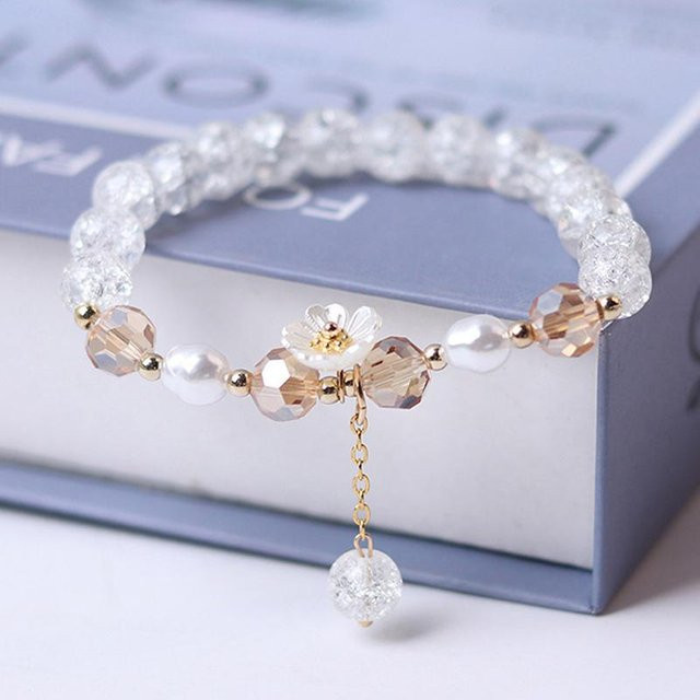KaiTingu Armband, Perle, Blume Anhänger, weiß, Damen - Bild 1