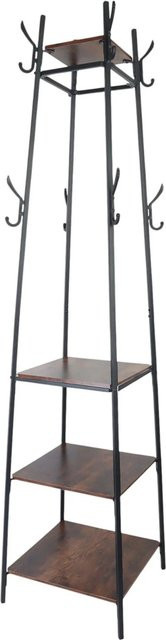 Relaxdays Garderobenständer im Industrial Design aus Eisen und MDF, Schwarz und Dunkelbraun, Freistehend, H: 180 cm, B: 43 cm, T: 43 cm - Bild 1
