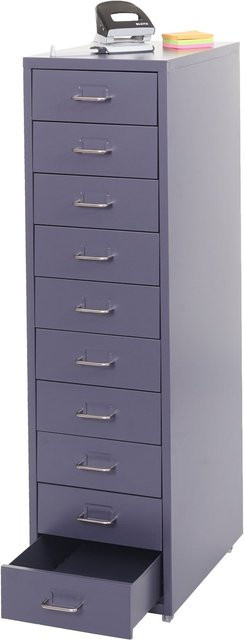 MCW Rollcontainer Preston T851 Schubladenschrank aus Stahl mit 10 Schubladen Dunkelgrau B/T/H: 110 x 28 x 41 cm - Bild 1