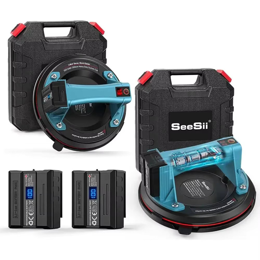 Seesii 2er Set Elektrische Vakuum-Saugnäpfe 8 Zoll mit intelligenter Anzeige und 4 Batterien für Keramik und Glas bis 200kg - Bild 9
