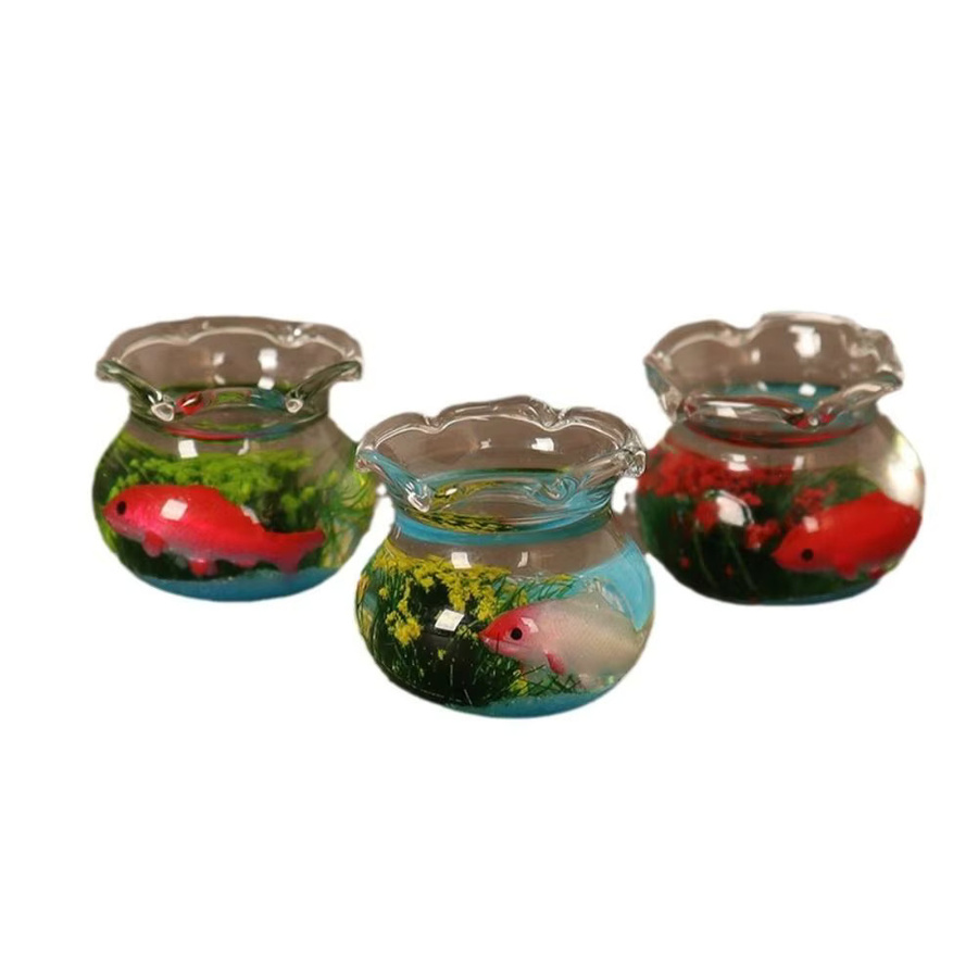 Glas Aquarium Schüssel, Puppenhaus Miniatur, Zubehör, transparent - Bild 2