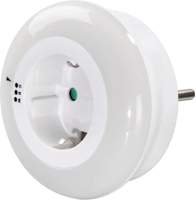 Hama LED-Nachtlicht Circle Colour mit integrierter Steckdose und Lichtsensor in Weiß, Grün oder Blau - Bild 1