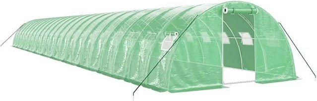 vidaXL Gewächshaus aus verzinktem Stahl mit PE-Abdeckung in Grün, B/T/H: 22 x 4 x 2 m - Bild 1