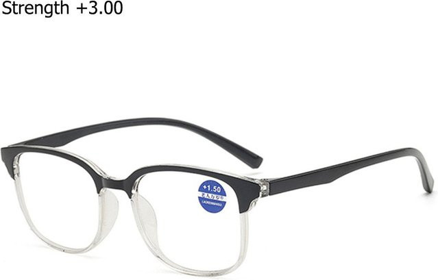 haihui Lesebrille, Unisex, Kunststoff, transparent, rechteckig, +3,00 Dioptrien - Bild 1