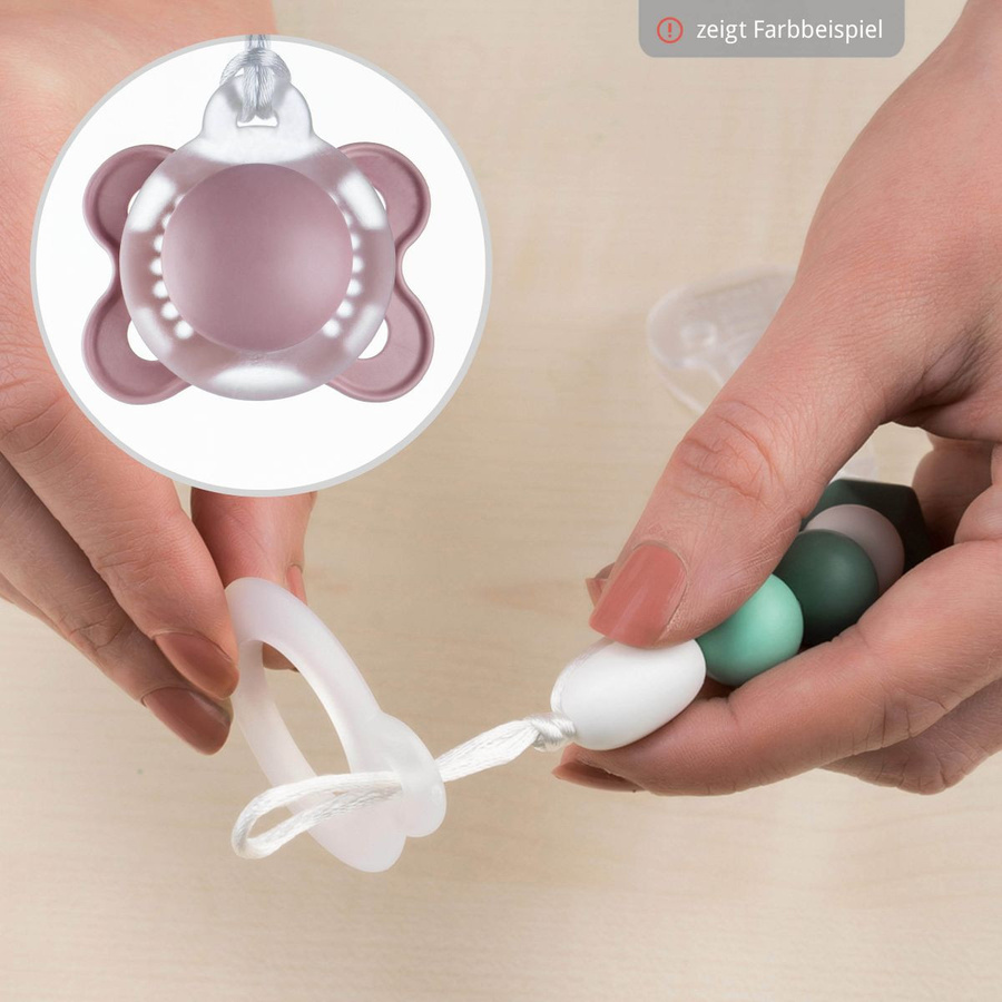 MiaMia Schnullerkette, Silikon-Perlen, Gummiring, Grau Beere, Kinder - Bild 3