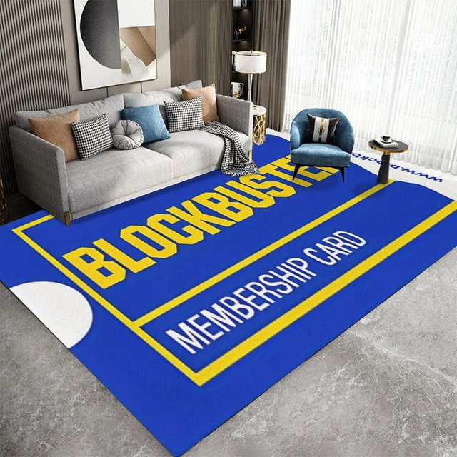 Miniso Blockbuster Teppich in Blau, Maschinenwaschbarer Polyester-Fußmatte mit Mitgliedskartendesign, B/T: 80 x 120 cm - Bild 1
